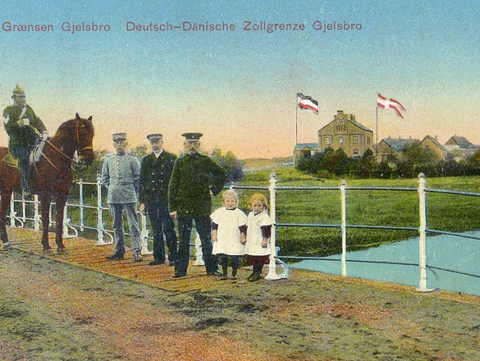 Postkarte. Deutsch-Dänische Zollgrense Gjelsebro. 